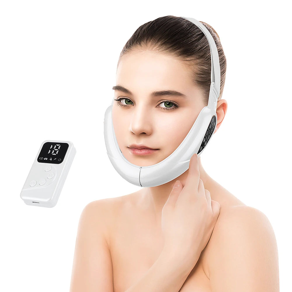 Appareil de vibration de masseur de levage en V pour le visage avec thérapie photonique LED dissolvant de double menton Machine de ceinture de levage de joue en forme de visage en V