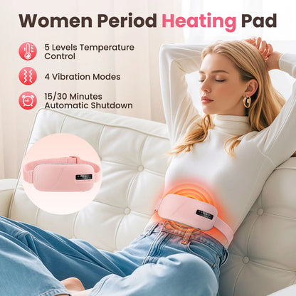 Coussin chauffant électrique masseur de crampes menstruelles ceinture femmes soins de la période dispositif de compression chaude Vibration abdominale ulter ceinture chauffante