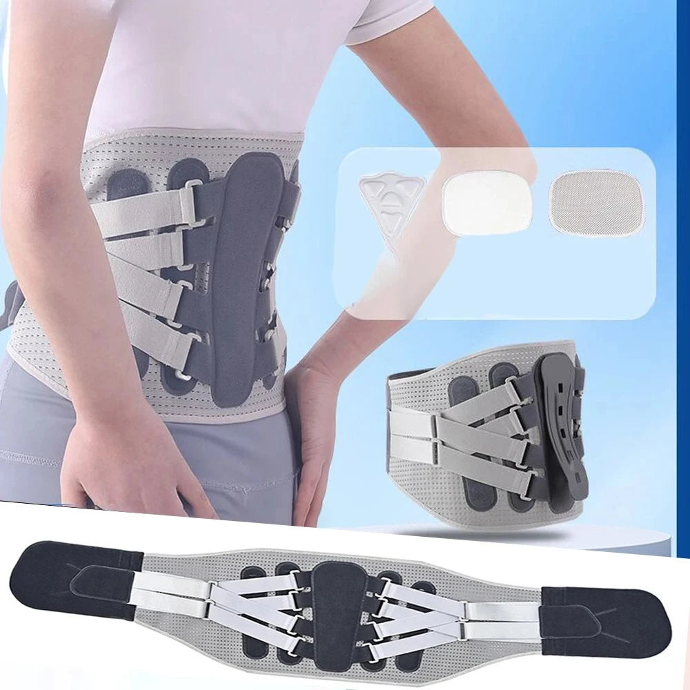 Attelle lombaire pour soulager les douleurs dans le bas du dos – Support réglable à 8 points avec ceinture de soutien lombaire bionique en aluminium