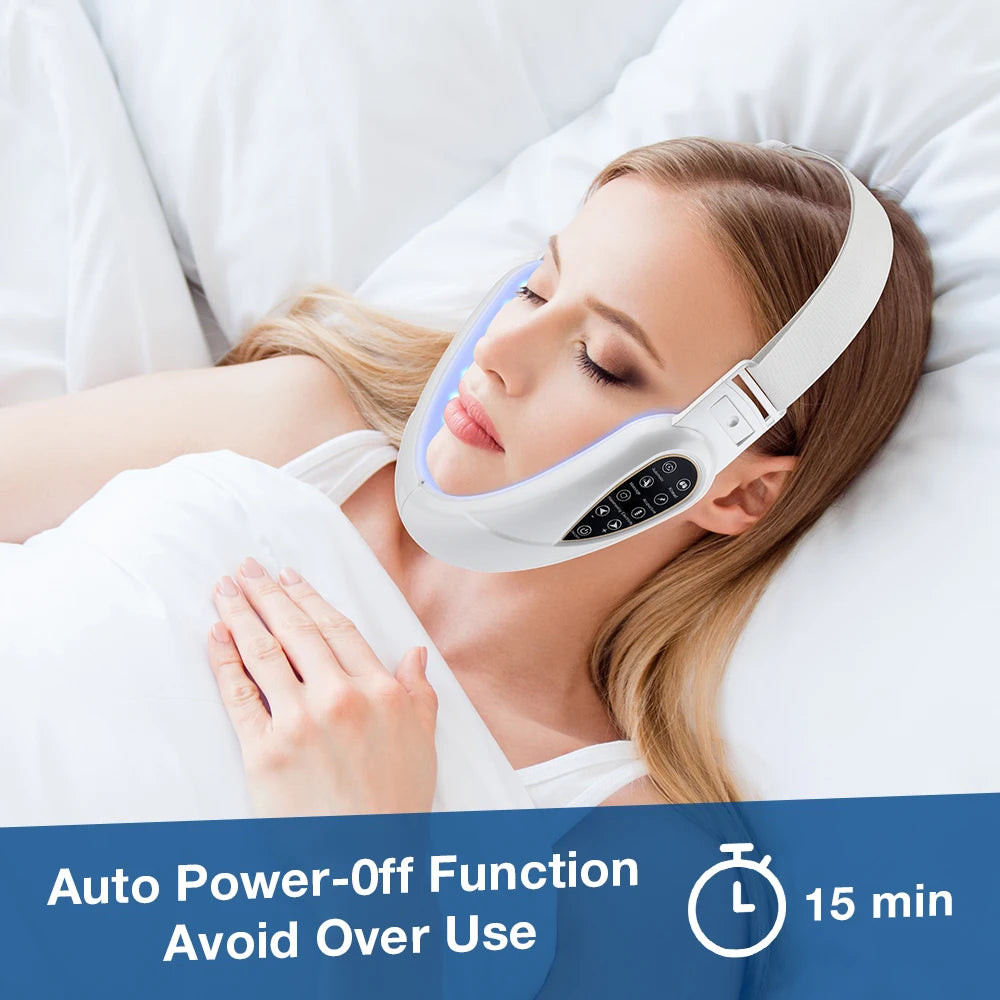 Appareil de vibration de masseur de levage en V pour le visage avec thérapie photonique LED dissolvant de double menton Machine de ceinture de levage de joue en forme de visage en V