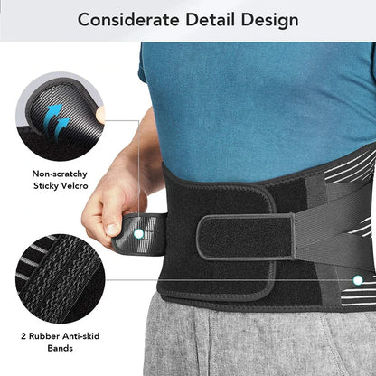 Bretelles arrière ceinture de taille hommes femmes travail soulagement des douleurs dans le bas du dos respirant anti-dérapant colonne vertébrale ceinture de soutien lombaire