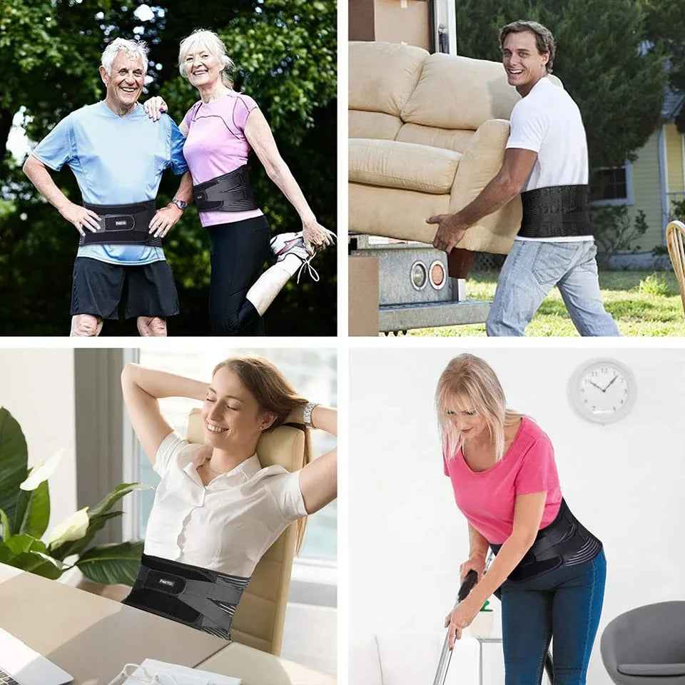 Bretelles arrière ceinture de taille hommes femmes travail soulagement des douleurs dans le bas du dos respirant anti-dérapant colonne vertébrale ceinture de soutien lombaire