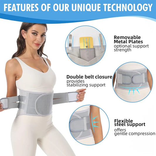Attelle de soutien lombaire pour hommes et femmes, ceinture élastique à double compression pour le bas du dos, instituts oto, scoliose, hernie discale, artica contrastant