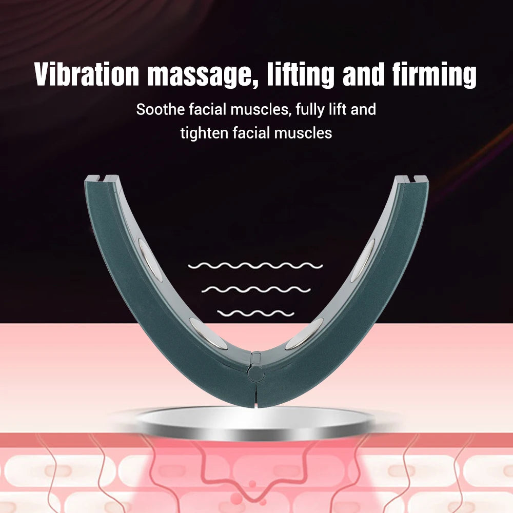 Appareil de levage du visage, masseur vibrant amincissant, chauffage du visage, Double menton, ceinture de levage en forme de V, masseur à compresse chaude pour le visage